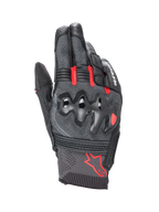 Alpinestars Morph Sport Gloves, Motorcycle Racing and Sport Gloves, Black and Bright Red, featuring MorphTech Weave™ backhand and over-injected knuckle protection, short cuff design with red Alpinestars logo.