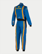 Alpinestars Tech Vision V3 Made To Measure Custom Suit, Auto Racing, Blue and Orange, FIA certified Nomex, Rear view.