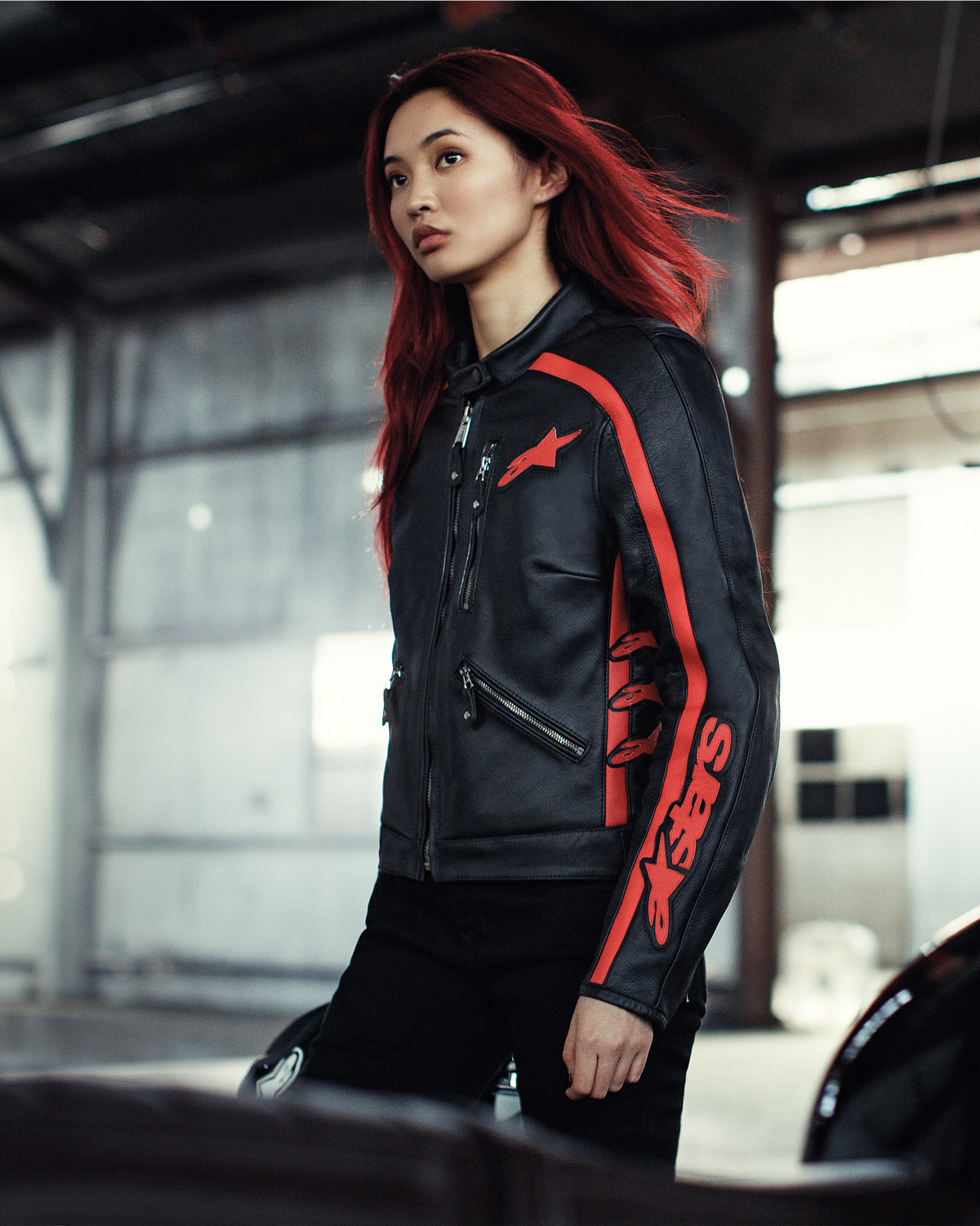 Alpinestars Stella ジャケット Mサイズ 赤黒 Stella Dyno Leather Jacket